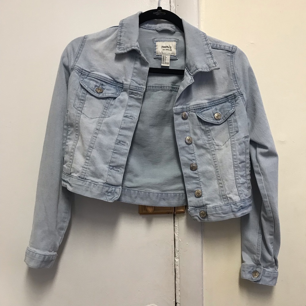 Crop light blue jean jacket